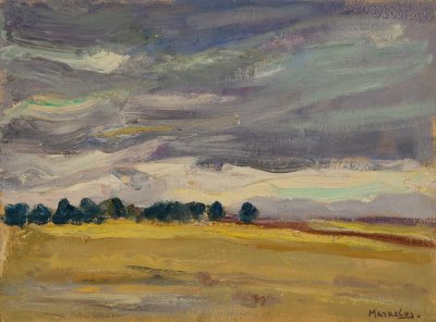 Spain from Excursion, Kategidha — Oil painting, Fiberboard, 30.00×40.00cm — Theodoros Markellos